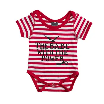 

Newborn Kids Baby Boy Girl Short Sleeve Letter Printed Casual Striped Bodysuit Sunsuit Clothes Outfit