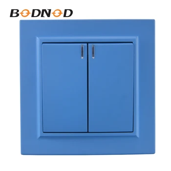

Light Switch Sky Blue Two Gang Switch With Indicater European Inset Decorative Wall Switch DIY 10A 250V Legrand Livolo