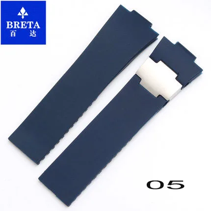 BRETA 25*12 мм водонепроницаемый силиконовый резиновый stap черный коричневый синий ремешок для часов для Ulysse Nardin морской Diver ремешки для часов - Цвет ремешка: 05