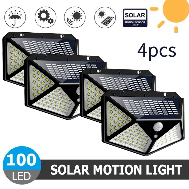 

LED Solar Power PIR Motion Sensor Wall Lights Outdoor Garden Lamp Waterproof 4Pcs
