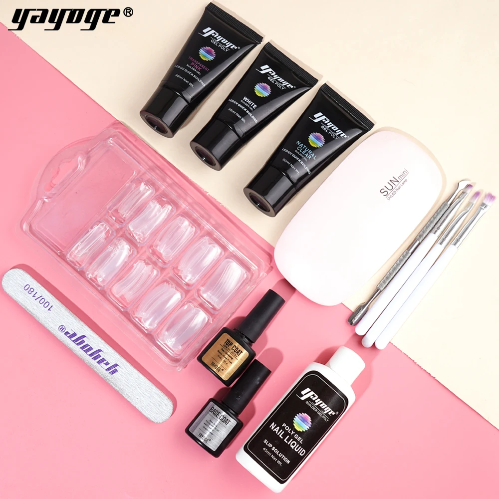 YAYOGE Poly gel Nail Kit for Nails extension Nail Kit Gel Polish Poly Gel Set With 2