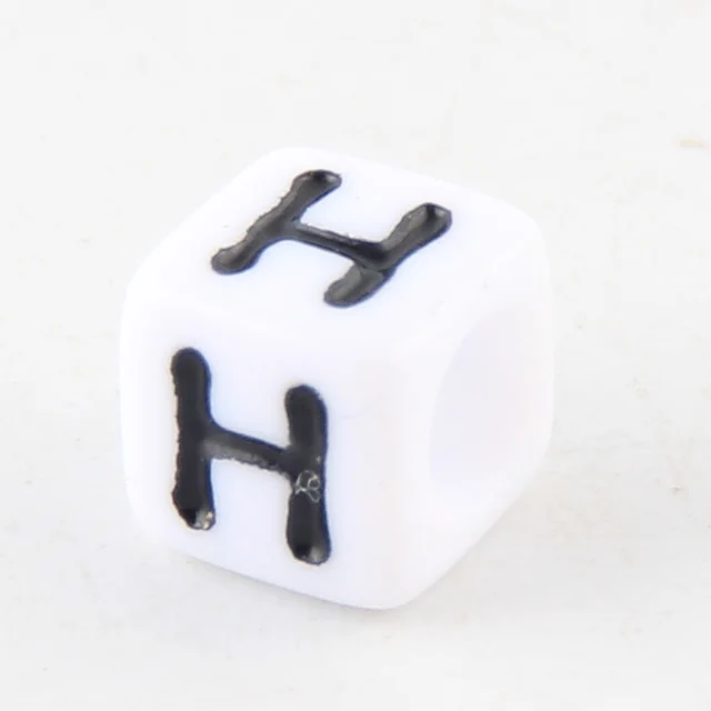 Cuentas Cúbicas De Acrílico Blanco Y Negro - 6mm, Agujero 3.5mm, Pack De 100 Piezas