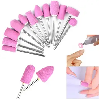 

12pcs Nail Drill Bits For Manicure UV GEL Remove Polishing Grinding Heads Pink Quartz Nail Mills Grinder Tool