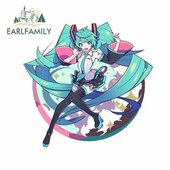 

EARLFAMILY 13cm x 12.8cm for Hatsune Miku Waterproof Creative Sticker Suitable for Any Flat and Smooth Clean Surface Car Decal