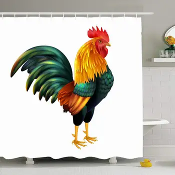

Shower Curtain Set with Hooks 72x72 Calendar Colorful Realistic Pet Rooster Symbol Nature Green 2017 Chinese Animals Wildlife