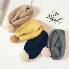 Осенне-зимний вязаный детский шарф, модный однотонный шарф в Корейском стиле с кольцом для мальчиков и девочек 28