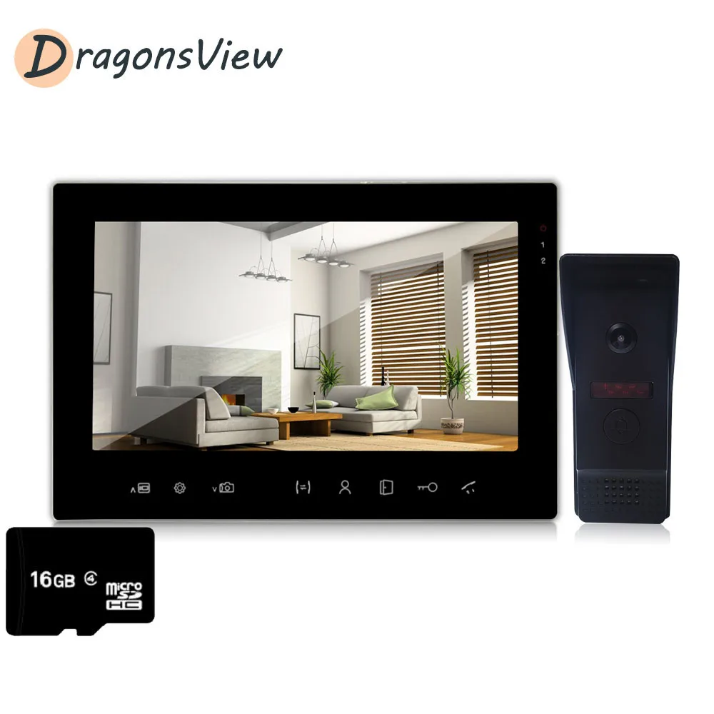 Dragonsview Video Door Phone 7'' TFT Wired LCD Visual Video Intercom Speakerphone Color Monitor and Waterproof IR Outdoor Camera