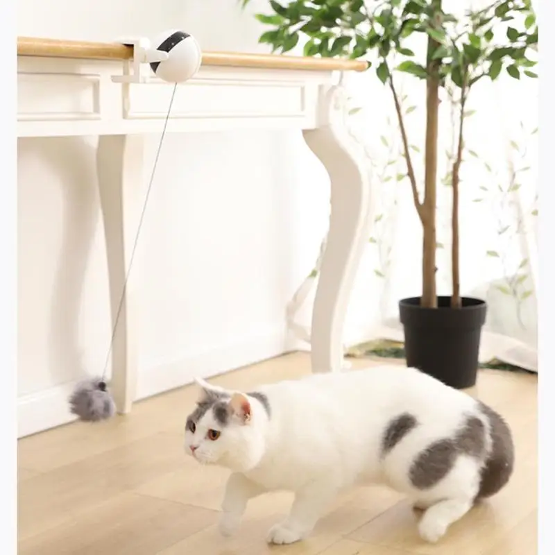 Electronic Lifting Cat Toy Teaser Plush Replaceable Ball Flutter Rotating Interactive Puzzle Toy Pe