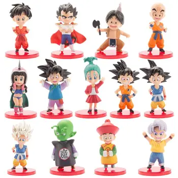 

13Pcs/Lot Anime Dragon Ball Z Action Toy Figures Son Goku Gohan Goten Vegeta Trunks Bulma Pan Chichi Piccolo Krillin Toy Model