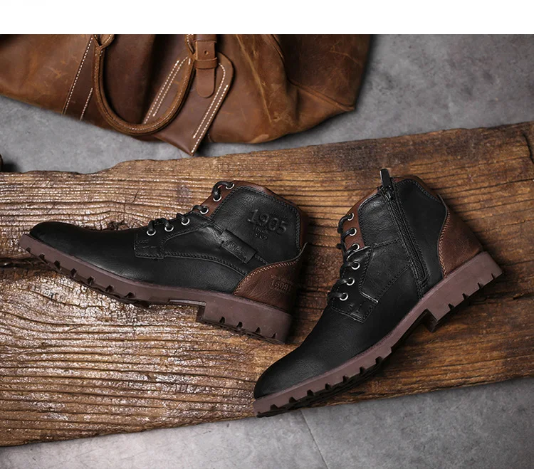 39-49 winter boots leather warm Non-Slip Comfortable winter shoes men#AF3998