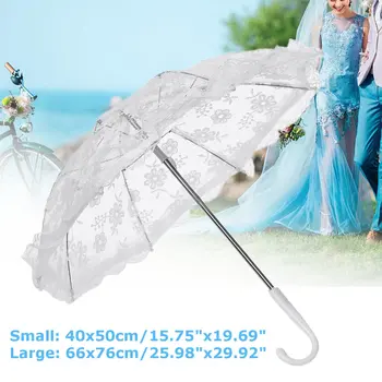 

New White Lace Sun Bridal Umbrella 40/66cm Party Wedding Decoration Photography Bridal Parasol DIY Craft Lace Cosplay Props Gift