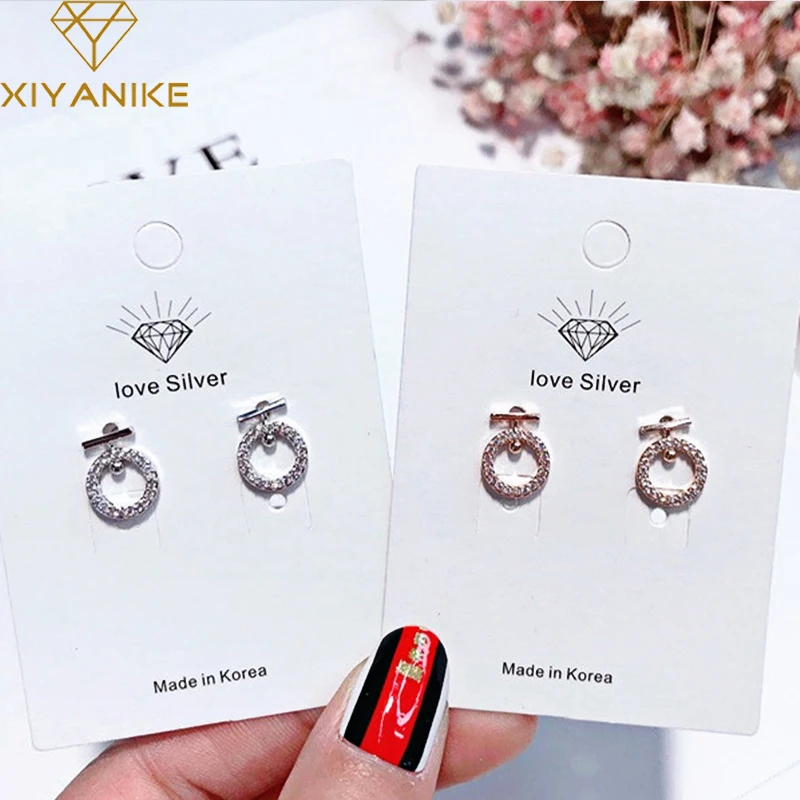 XIYANIKE, 925 пробы, серебряные серьги-гвоздики для предотвращения аллергии, очаровательные ювелирные изделия для женщин и девушек, креативные геометрические круглые вечерние серьги, аксессуары