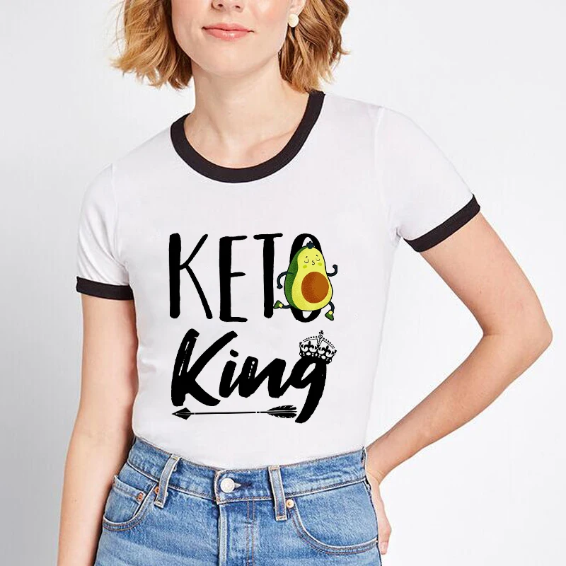 Funny Avocado Carb Lover T Shirt Women I‘m A Keto Girl In A Carbie Word Harajuku Keto Queen Aesthetic Clothes Graphic Tees Women