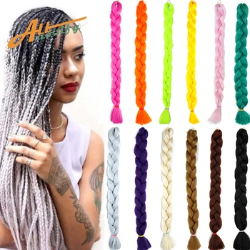 

Allaosify Jumbo Braids Long Jumbo Synthetic Braiding Hair Crochet Blonde Pink Blue Grey Hair Extensions African Crochet Braids