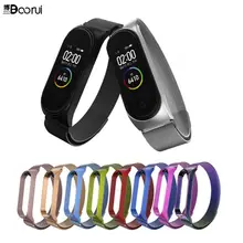 BOORUI металлический ремешок для Xiaomi mi Band 3 4 стальной mi band 4 металлический магнитный mi lanese mi band 3 металлический ремешок умные аксессуары