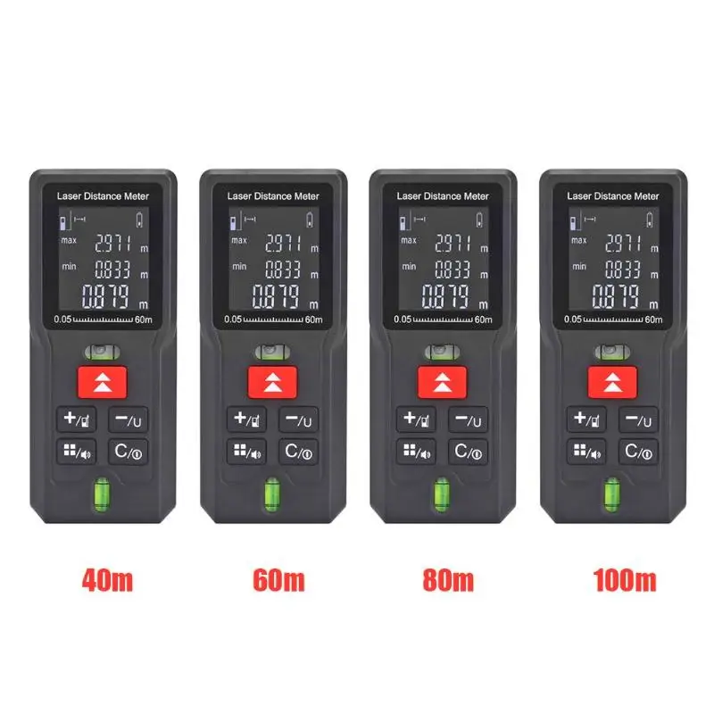 40/60/80/100m Laser Rangefinder Distance Meter Range Finder Electronic Tape Ruler Tester Battery-powered Hand Tool Measurer 40/60/80/100m Laser Rangefinder Distance Meter Range Finder Electronic Tape Ruler Tester Battery-powered Hand Tool Measurer