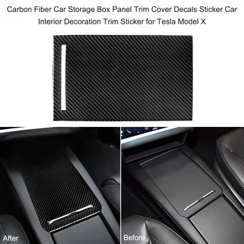 

auto styling Carbon Fiber Car Storage Box Panel Trim Cover Decals Accessories Sticker Interior Trim Sticker for Tesla Model X