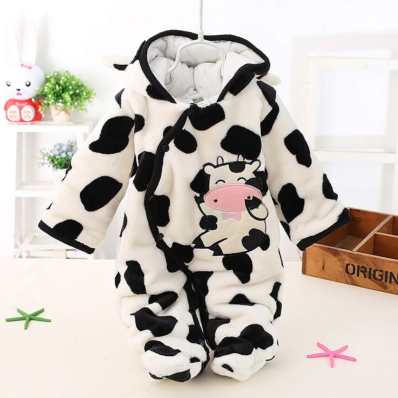 Baby winter romper warm flannel plush jumpsuit Baby Girl boys bear animal costume Hooded newborn baby bear pajamas overalls