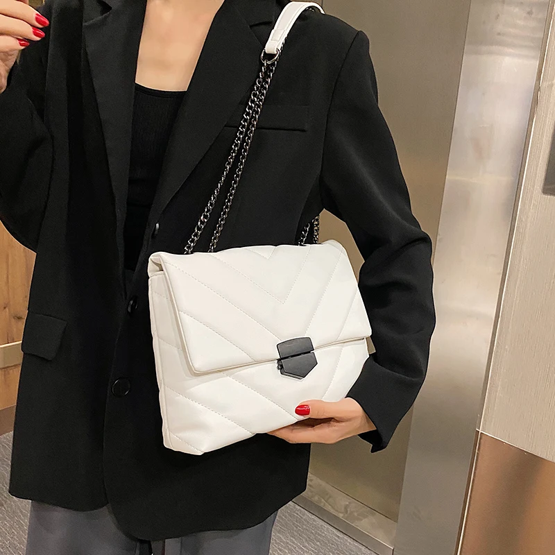 

2020 New Pu Leather Casual Chain Crossbody Bags Rhombus Women's Shoulder Messenger Bags Retro Handbags Purse Shopper