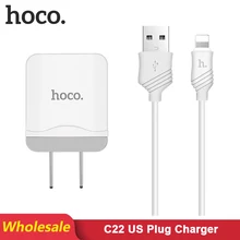 HOCO C22 20 шт./лот 5 в 2.1A USB зарядное устройство для iPhone 11 Xs Max US Plug настенное зарядное устройство адаптер для samsung Xiaomi huawei