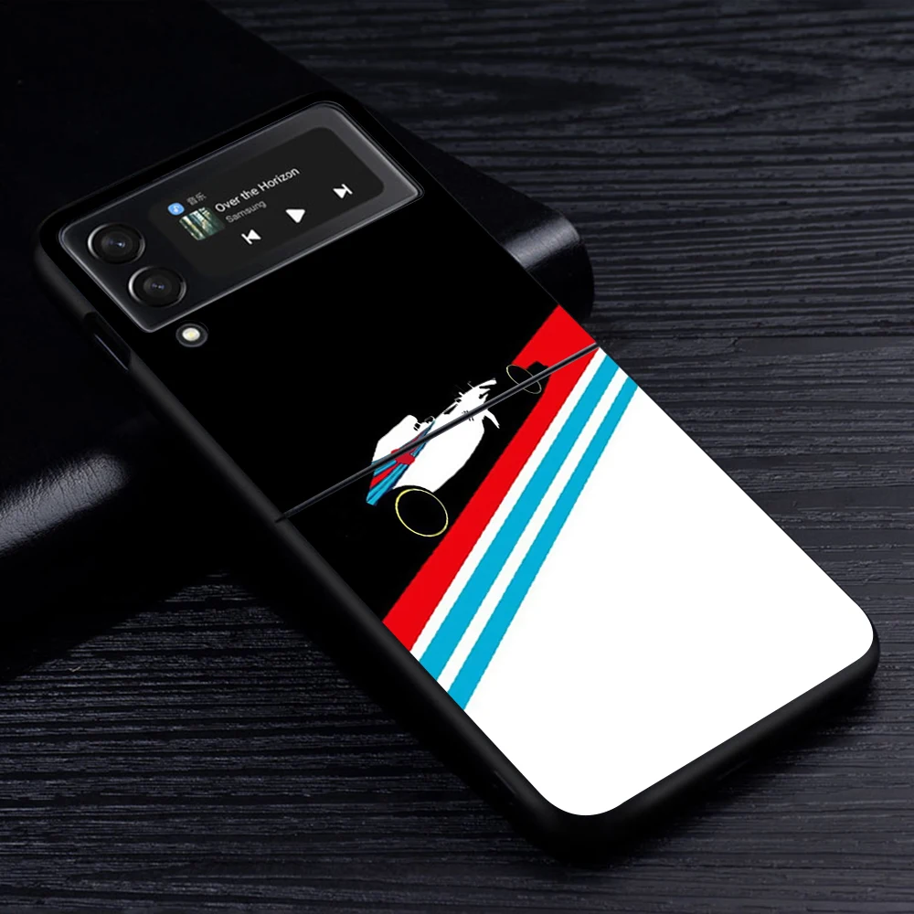 samsung galaxy flip3 case Luxury Phone Case for Samsung Galaxy Z Flip3 5G Cases Black Hard Cover Z Flip 3 PC Shell Zflip3 Capa Car Blue Orange Stripe samsung galaxy flip3 case