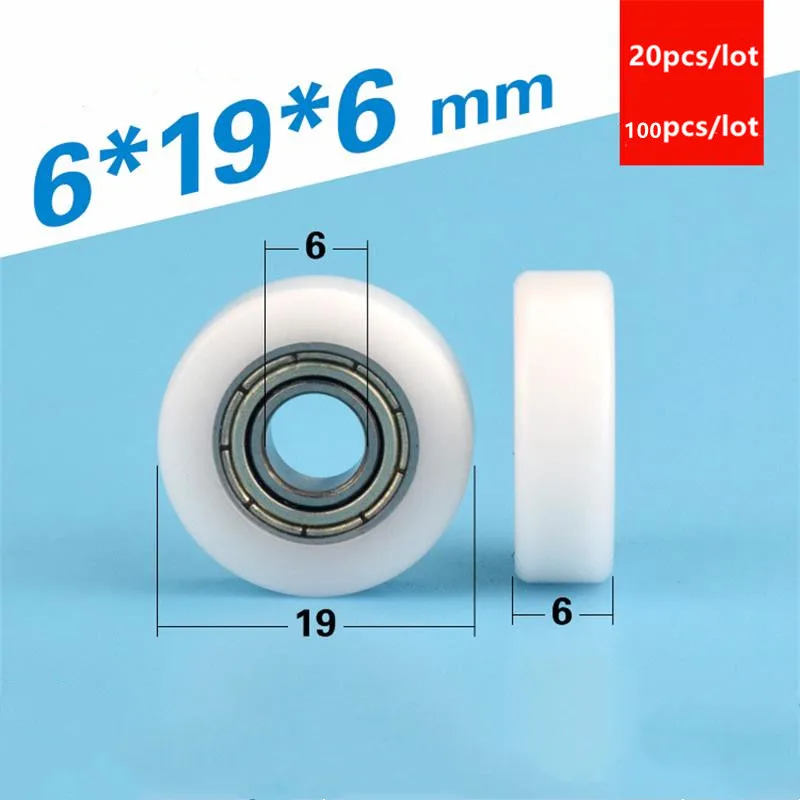 20 pces 100 pces rolo liso 6*19*6mm