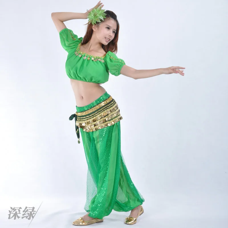 Deep green 3 шт./компл. костюмы для танца живота Восточные Танцевальные Костюмы для танца живота карнавальные танцевальные костюмы# DP0102 - Color: Deep green