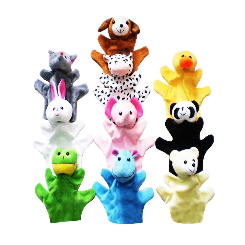 10Pcs Baby Kids Plush Cloth Play Game Story Family Finger Hand Puppets Toys