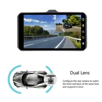 

4'' Car DVR Touch FHD 2 Lens Video Recorder Camera 170 Wide Angle Dash Cam Dash Camera Auto Registrator Dvrs Dash Cam