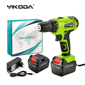 

21v Cordless Electric Drill Household Screwdriver DIY Power Tools Rechargeable Two Lithium Battery Carton Pack