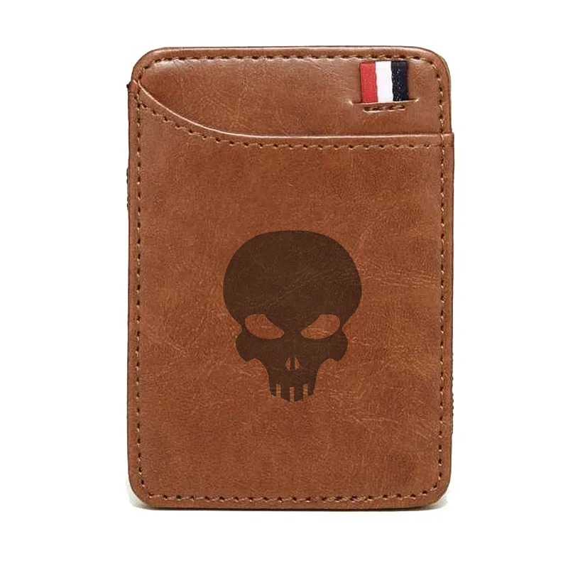 

Vintage Black Skull Wallet high quality leather magic wallets Fashion men Women Punk Style money clips card purse cash holder