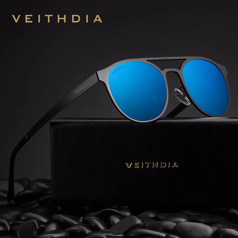 

Мужские солнцезащитные очки VEITHDIA, винтажные круглые очки с поляризационными стеклами, степень защиты UV400, для мужчин и женщин, модель V3900, 2020