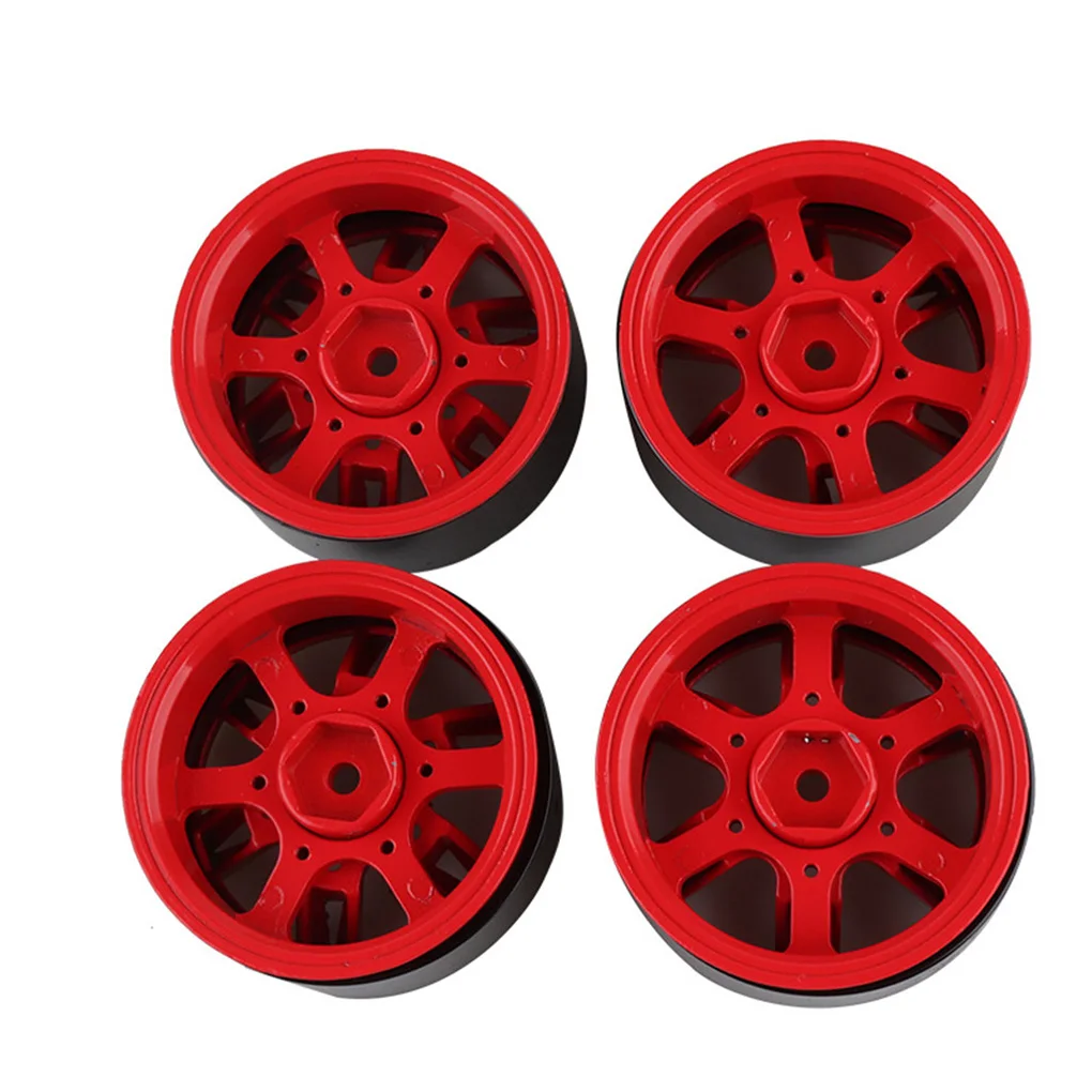

Replacement for 1/10 SCX10 90046 D90 TRX-4 4pcs Red RC Rock Crawler Metal Wheel Rim 1.9 Inch BEADLOCK