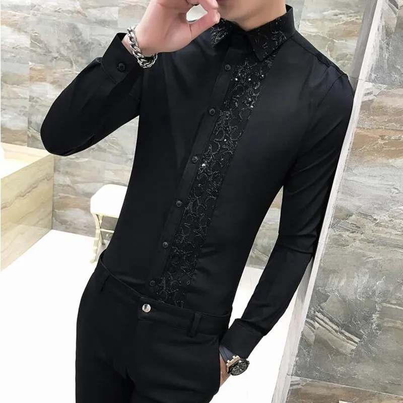 Ruffle Tuxedo Shirt Men 2020 New Sping 
