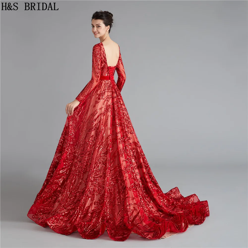 Красное вечернее платье с длинным рукавом, вечернее платье с блестками и открытой спиной, Длинное Элегантное вечернее платье, вечернее платье