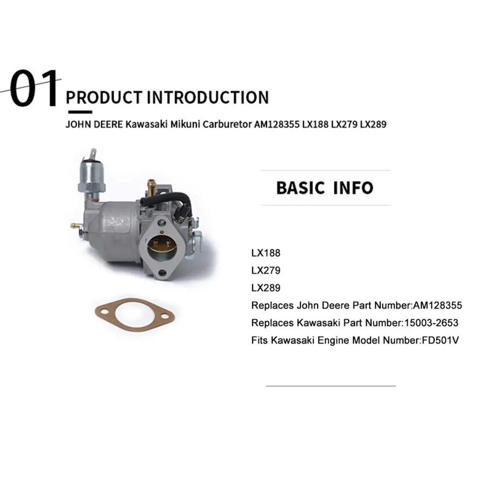 Карбюратор Carb для John Deere Kawasaki Mikuni AM128355 LX188 LX279 LX289 двигатель газонокосилки