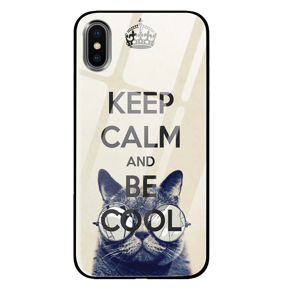1 Keep calm роскошные чехлы для телефонов из закаленного стекла для iPhone 5 5S SE 6 6s 7 8 Plus X XS Max XR задняя крышка - Цвет: 1