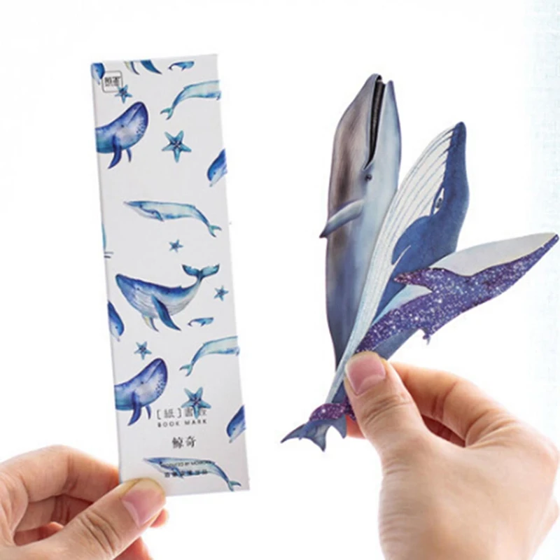 

30 Pcs Cute Whale Fish Paper Bookmark Cartoon Animals Book Mark Stationery Bookmarks Book Message Card Student School Supplies