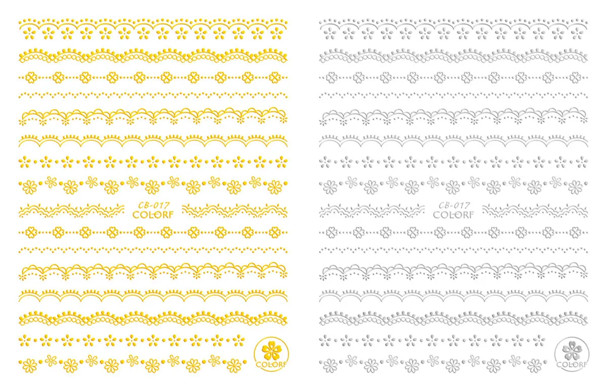CB11-019 New Style Gold And Silver Black And White DIY3D Nail Sticker Cartoon Lettered Manicure Flower Stickers