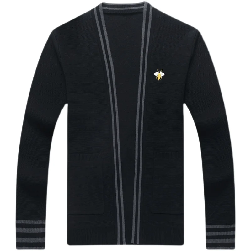 Mens New Sweater Cardigan Jacket Embroidery Leisure Knitted Sweater Men 5