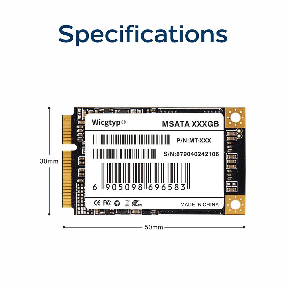 Wicgtyp mSATA SSD SATA3 III 6 SATA II 16 ГБ 32 64 Гб 128 256 512 1 ТБ HD твердотельный накопитель диск для