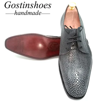 

Goodyear Men Shoes Formal Dress Derby Shoes Genuine Stingray Shoes Office Footwear Italian Luxury Party Business Shoes Customize
