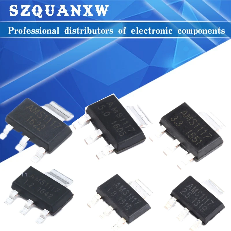 20 шт. Φ 2 5 V ADJ 5V 1 8 AMS1117 1117 3 1A напряжение REG LDO SOT-223 | Электронные компоненты и