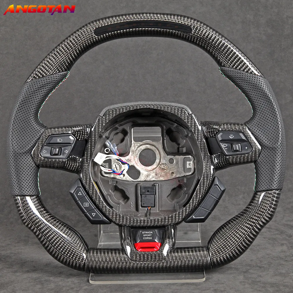 LED Carbon Fiber Perforated Leather Steering Wheel Fit For Lamborghini Huracan Racing wheel