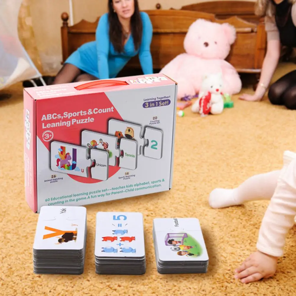 

Learning Puzzle Set Alphabet Numbers Puzzle Card Set for Kids Toddlers Children Early Education toys gift