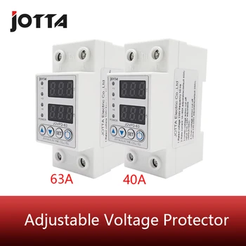 

40A/63A 230V Din rail adjustable over voltage and under voltage protective device protector relay with over current protection