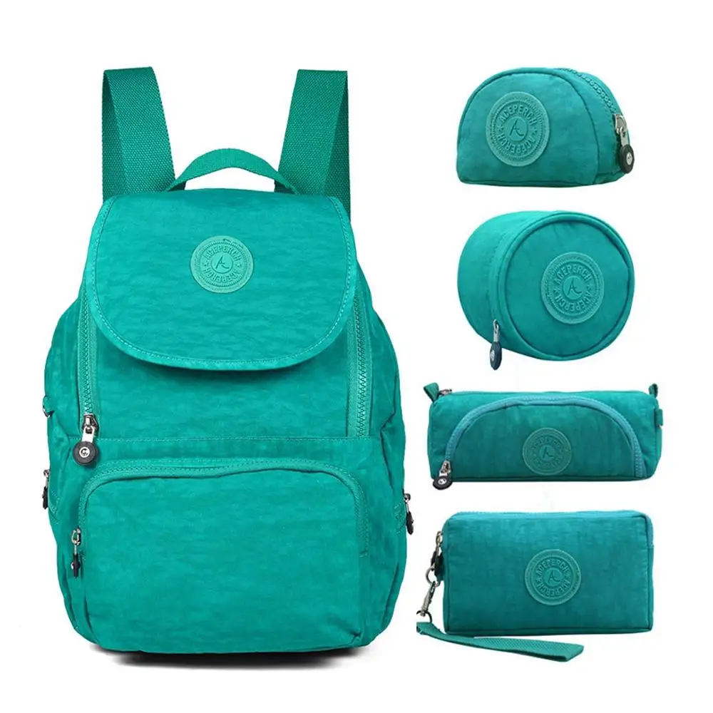 ACEPERCH Повседневный школьный рюкзак для девочек для подростков Mochila Feminina женский нейлоновый рюкзак для ноутбука женский - Цвет: 5 pieces Lake Green