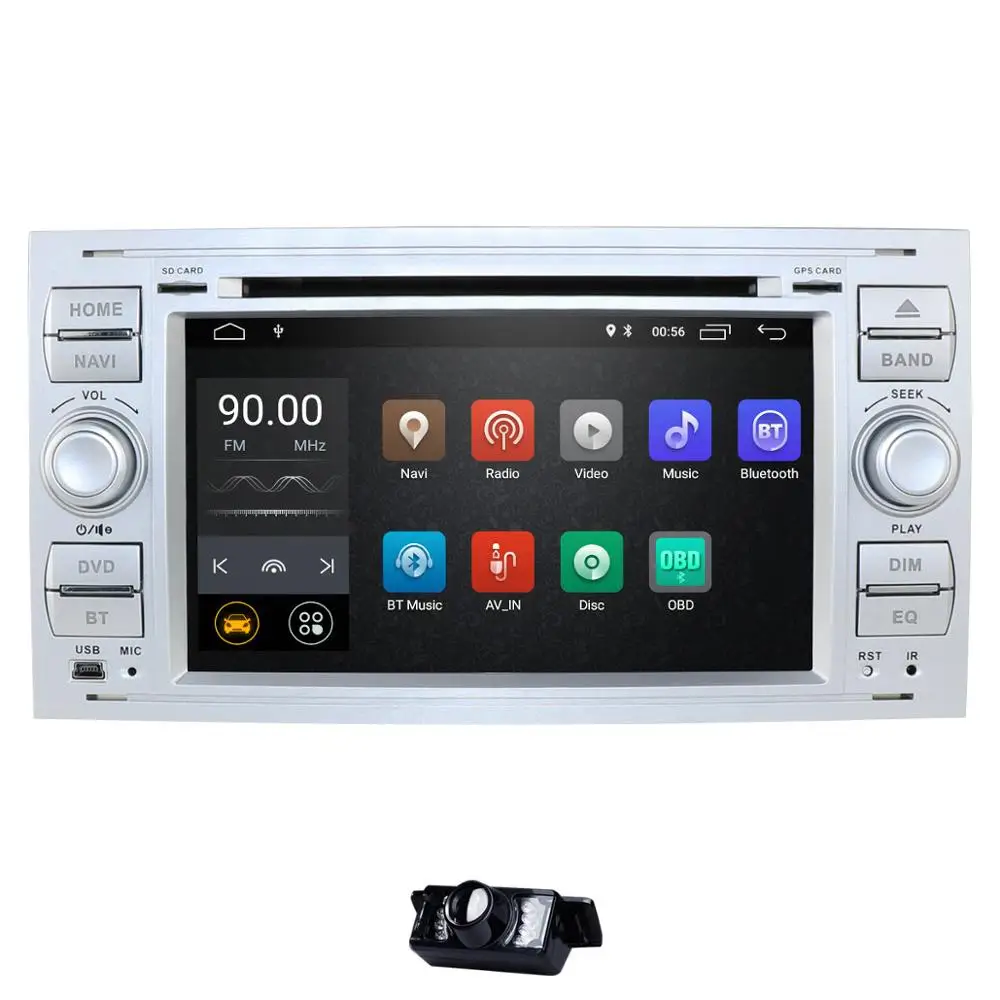 Android 9,0 четырехъядерный двойной 2 Din автомобильный DVD gps навигационный плеер мультимедийный плеер для Ford/Mondeo/Focus/Transit/C-MAX/S-MAX - Цвет: Silver