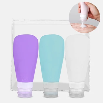 

1/3/4pcs Silicone Refillable Bottle Travel Shampoo Bottle Cream Lotion Empty Jar Portable Reusable Cosmetic Container 60/90ml