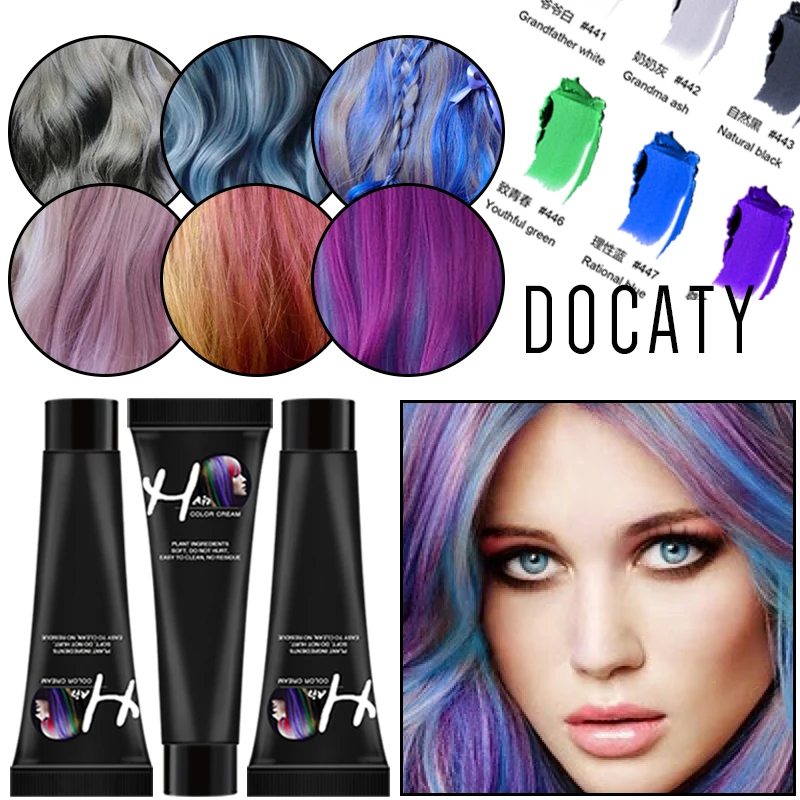 

DOCATY Semi Permanent Hair Dye Cream Hair Dye Wax Hair Dyeing Gel Disposable Non-toxic DIY Hair Dye Hair Care No Odor Hair Dye